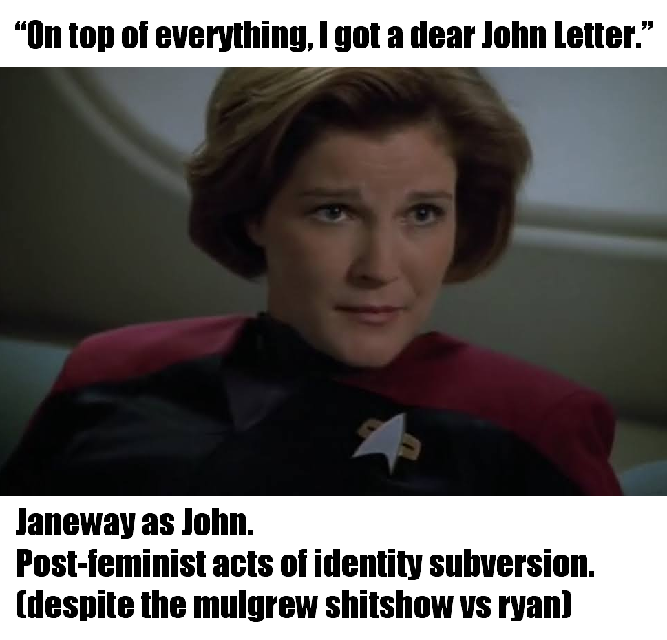 This meme is a screenshot from the TV show Star Trek: The Next Generation, featuring a character saying "In my experience, Captain, war is best described as a messy, bloody, and very expensive form of communication." The text overlaid on the image reads: "When you realize the captain of the Enterprise is actually a 90s feminist."